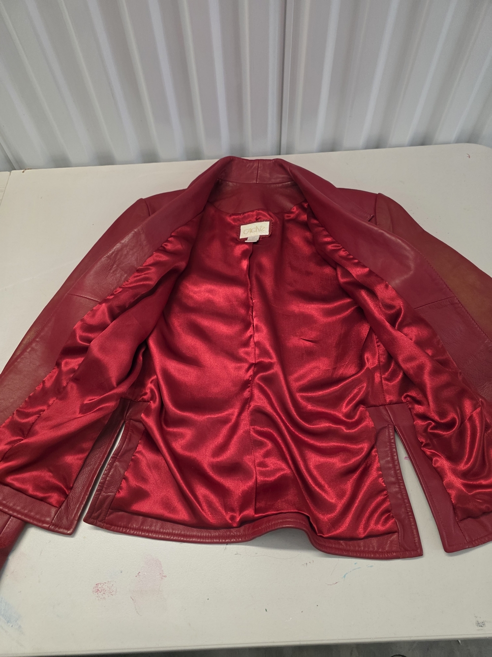 Cache Womens Red Genuine Leather Long Sleeve Outdoor Jacket Size XS - Picture 3 of 5